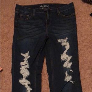 Dark blue rip jeans